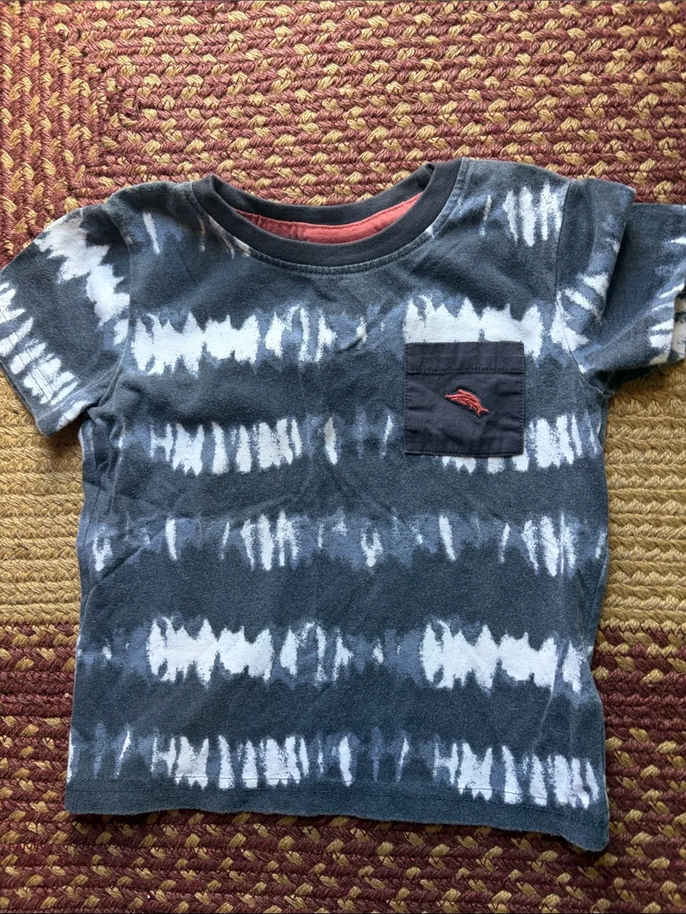 Tommy Bahama Navy and White Tie-Dye Pocket Tee